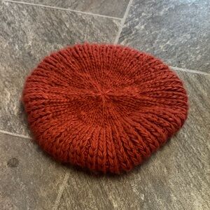 Cozy Red Knit Beret